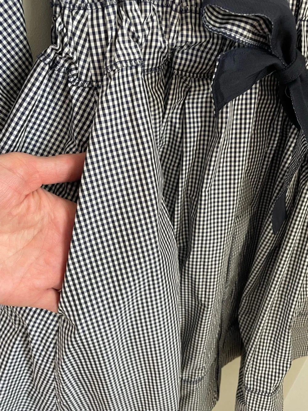 Jill Stuart Blue Gingham Dress Button Front Pocket Structured Fit Flare Size S - Picture 7 of 14